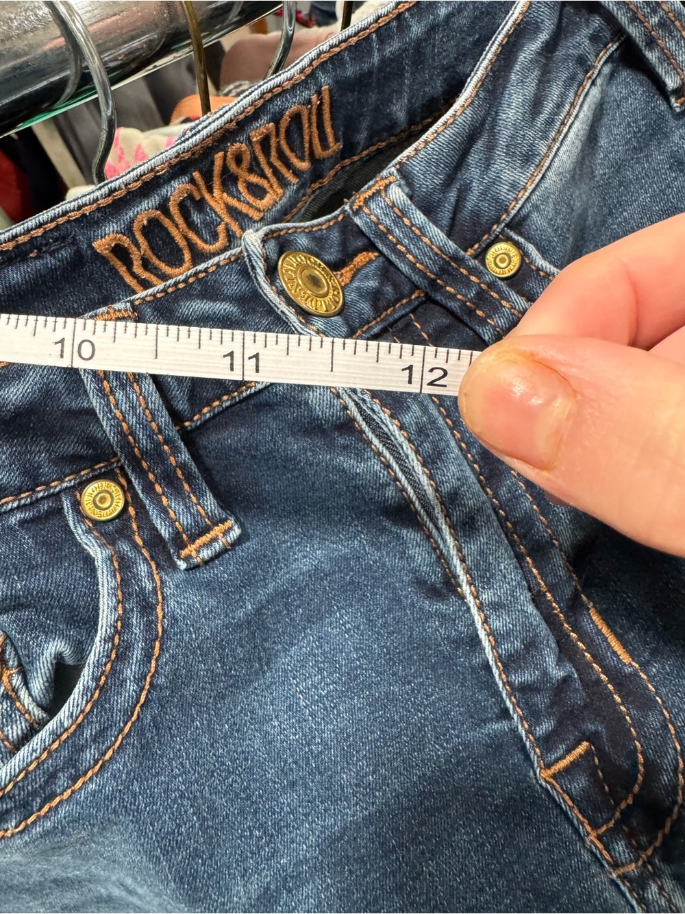 Rock & Roll High-Waist Dark Blue Flare Jeans for Women 24x32 - Picture 6 of 6